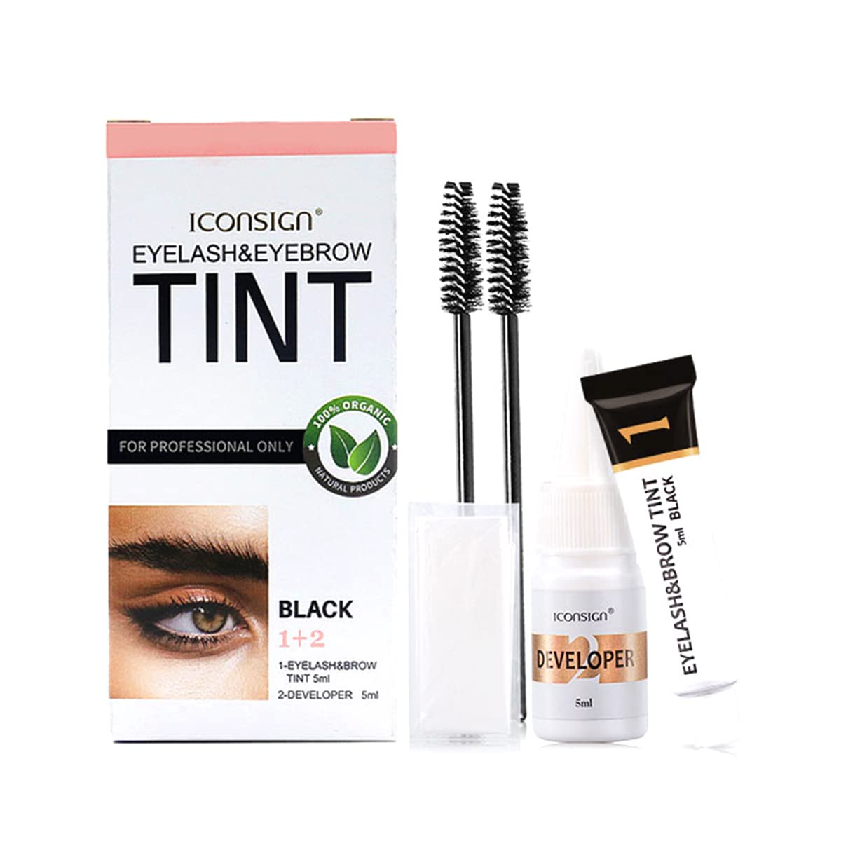 Eyelash and eyebrow tint kit